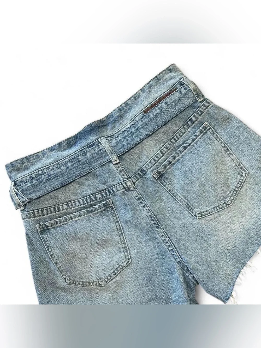 🎁5 FOR $50 SALE🎁 Rock & Roll High Waist Light Wash Blue Denim Shorts Denim Belt
